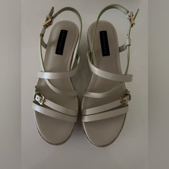 Sanctuary Platform Sandals.  Bone with lime green. Size 8.5. New with tag on box - Picture 2 of 10